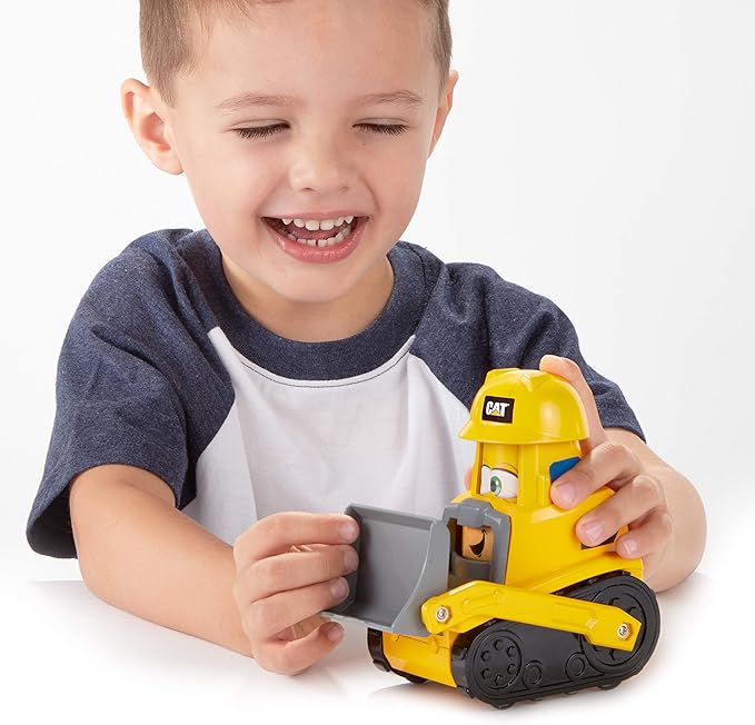 CAT Construction Toys, Junior Crew Construction Pals Bulldozer Educational Preschool Vehicle with Kid Vroom Sounds and Animated face. for Ages 2+