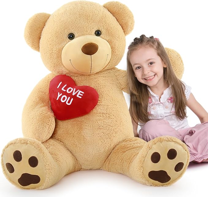 MaoGoLan Giant Teddy Bear 52" Stuffed Animal - I Love You Red Heart Big Teddy Bear Plush for Valentines Gift,Anniversary,Long Distance