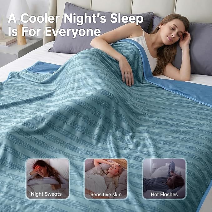 Guohaoi Cooling Blanket for Hot Sleepers and Night Sweats 60"x90" Full Size | Arc-Chill Q-Max >0.5 Cool Fiber,100% Oeko-Tex Certified Lightweight Summer Blanket for Travel/Outdoor Ultra Cold Breathable
