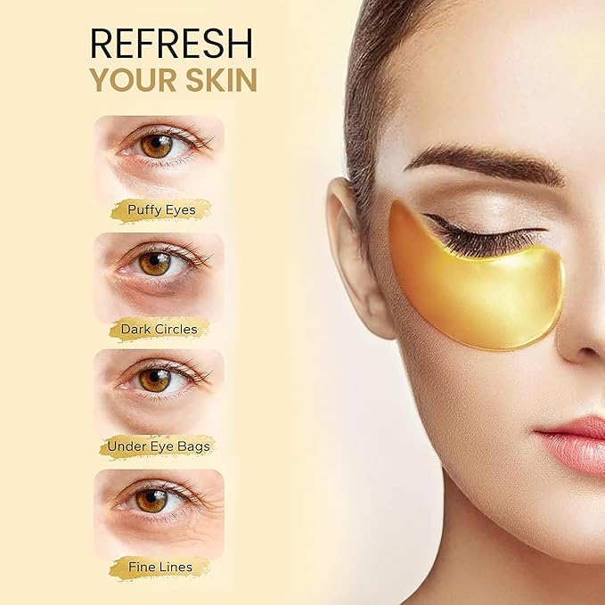 V Line Lifting Mask with 7-Pair Under Eye Patches for Puffy Eyes and Dark Circles – Spandex Face Lift Tape Jawline Shaper with 24K Gold Eye Patches – Luxurious Chin Lifting Mask
