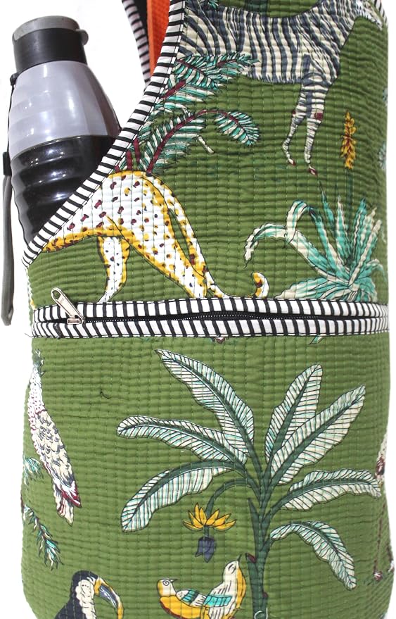 INDIAN CRAFT CASTLE Yoga Mat Bag | Tote Mat Bag | Sling Yoga Tote w/Large Side Pocket & Zipper Pocket | Yoga Mat Carrier Fits Most Size Mats