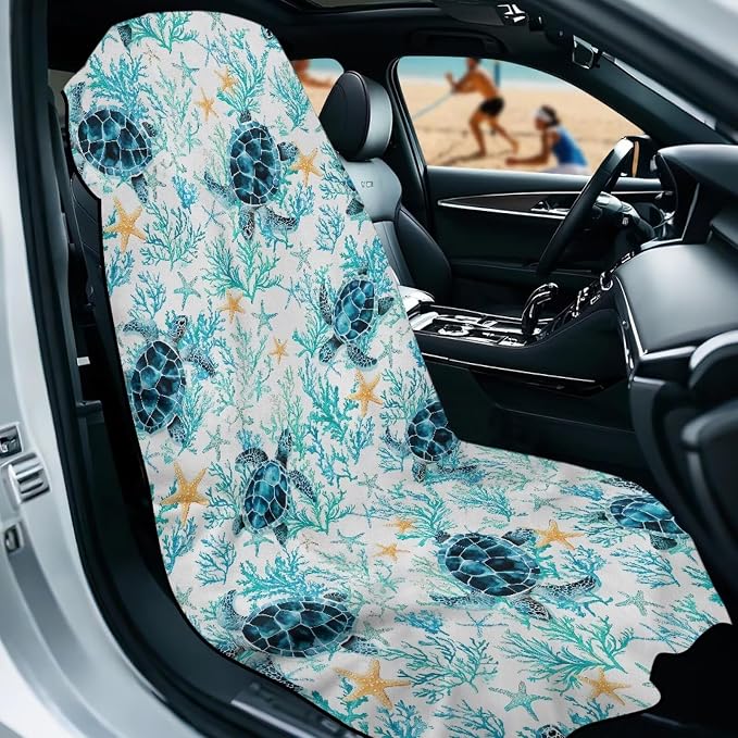 INSTANTARTS Sea Turtle Car Seat Cover Protector Sweat Towel Multi-Functional Car Towel Car Seat Towel Cover