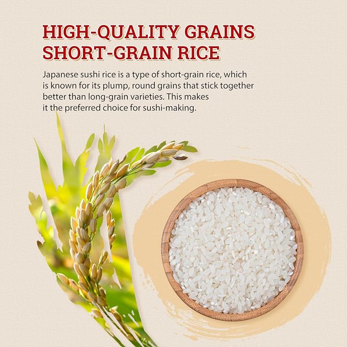 52USA Sushi Rice 2 Pound (32 Ounce), Premium Short Grain Rice, White Sticky Rice for Sushi and Japanese Food, Gluten-Free, Vegan