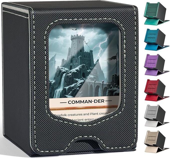 Fabmaker 4 Pack Deck Box Compatible with MTG Commander, (patent Pending) Magnetic Trading Card Storage Box with Comman-der, Fits 100 Double-Sleeved Cards, Card Box Compatible with Magic the Gathering