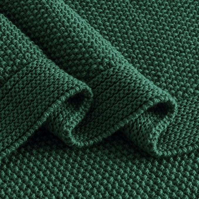 CozeCube Christmas Green Seed Stitch Throw Blanket 50"x60", Farmhouse Decor | Blanket for Couch, Soft Cozy Cable Knit Throw for Bed Sofa Living Room, Lightweight Warm Decorative Christmas Blanket