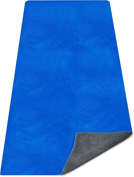 Yoga Mat Towel, Extra Thick (600GSM) Soft Hot Yoga Towel, Non-Slip and Sweat Absorbent for Hot Yoga, Bikram, Pilates, and Fitness, 72" x 27.5", Dual-Color, Grey/Blue