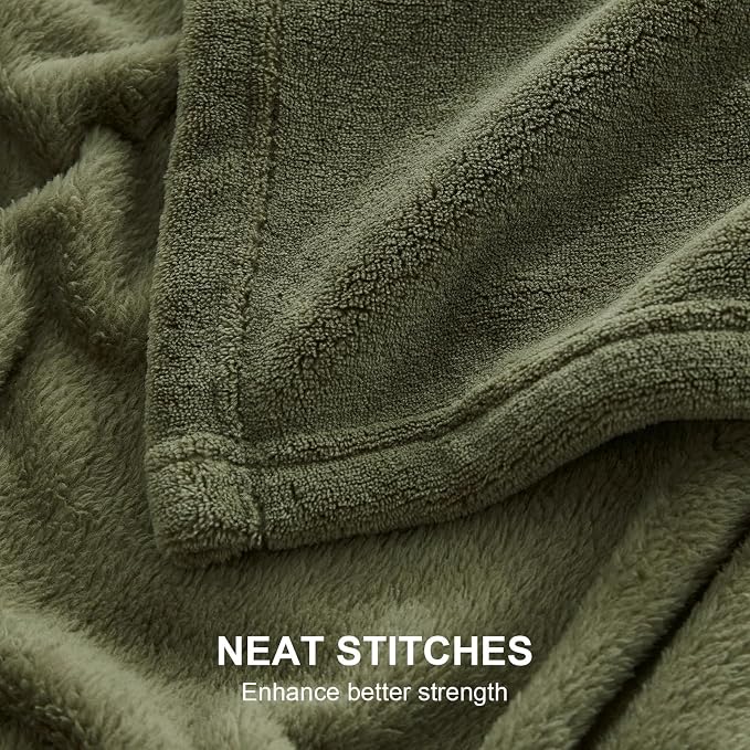 Hansleep King Moss Green Fleece Blanket, Soft Flannel Bed Blanket | Fuzzy Cozy Blanket 90x108 Inches, Multi-use for Bed, Sofa, Couch, Travel, Camping, All Season Warm Lightweight Cover