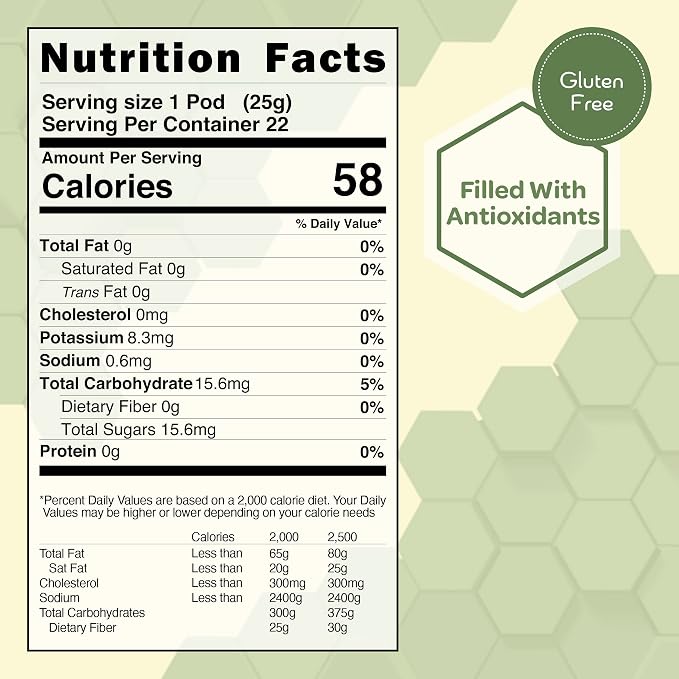 True Honey Green Tea Pods - Honey Crystals Blended in Every Tea Pod, Supports Heart Health, Excellent Antioxidants, All Natural, Organic, Herbal & Caffeine-Free, 22 Green Tea Pods