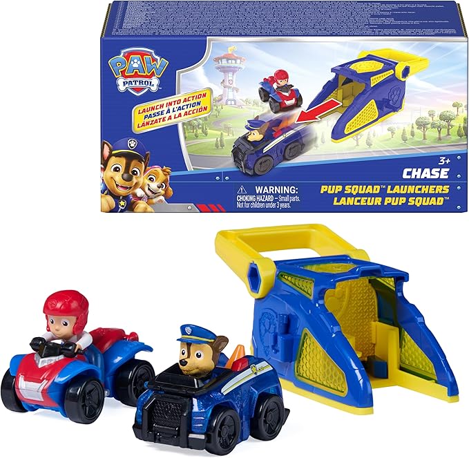 PAW Patrol Chase Pup Squad Launchers with Ryder Vehicle 2-Pack, Kids Toys for Boys and Girls Ages 3 and Up
