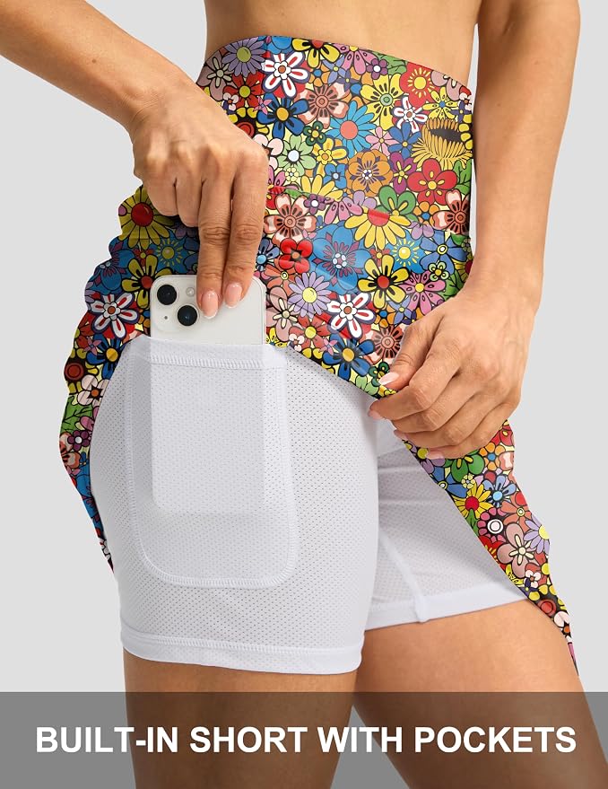 G Gradual 19" Skorts for Woman with Pockets High Waist Golf Skirt | Lightweight, Stretchy, Breathable, Tummy Control, Built-in Shorts, Athletic, Tennis, Pickleball, Casual Summer