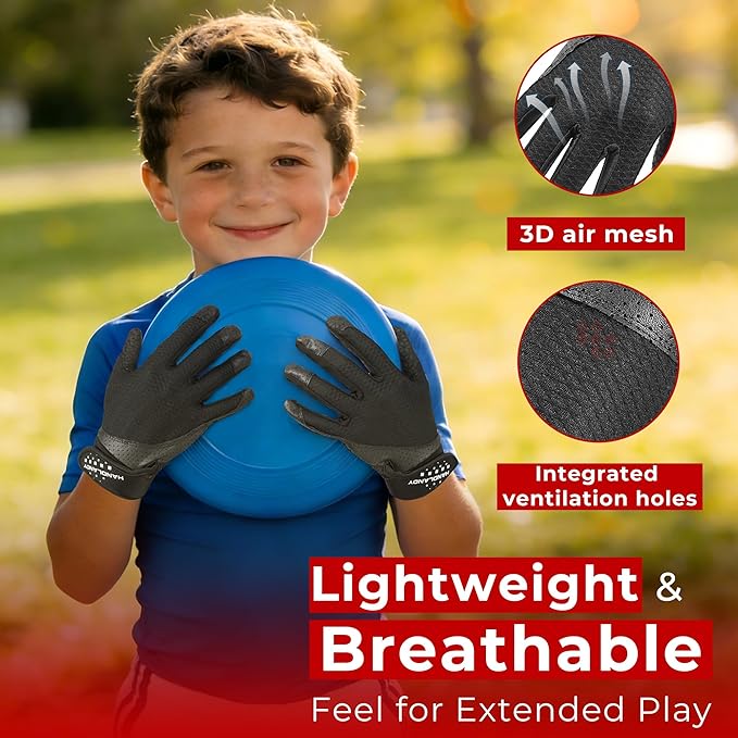 HANDLANDY Ultimate Frisbee Gloves – Flying Disc Gloves for Adults and Youth with Consistent Grip, Lightweight Breathable Fit, Perfect for Throws, Catches, and Disc Sports