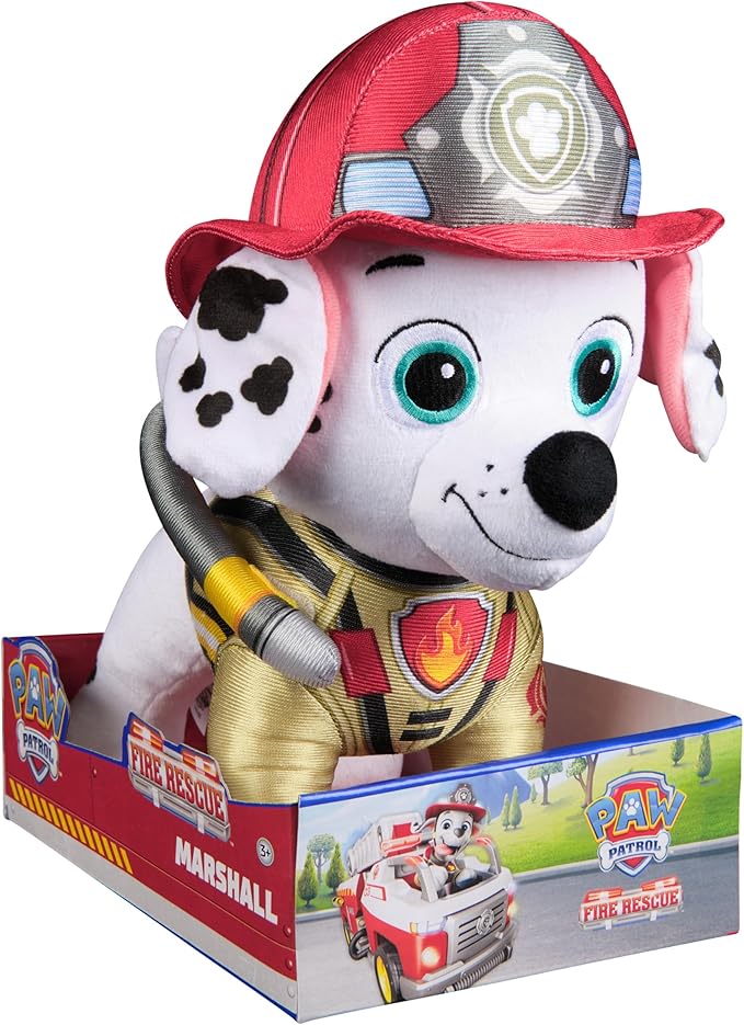 Paw Patrol: Fire Rescue Marshall, Plush Toy with Fire Extinguisher, Backpack, and Hose, Preschool Toys, Kids Toys for Boys & Girls, Ages 3 and Up, 10”