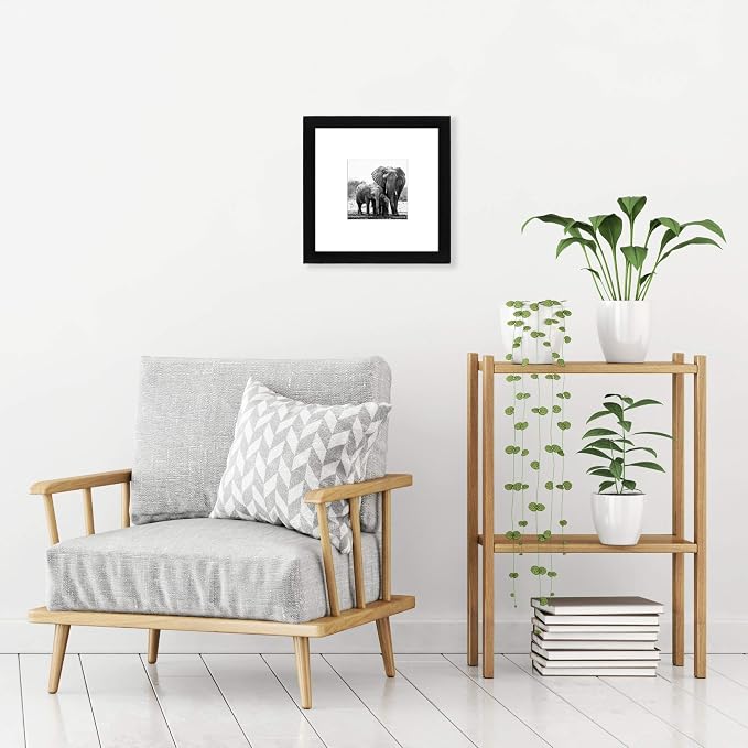 Americanflat 8x8 Picture Frame with Shatter-Resistant Glass - Use as 4x4 Frame with Mat or Display 8x8 Photo Without Mat - Signature Collection - Square Frames for Tabletop and Wall Display - Black | Shatter-resistant glass, wall or tabletop display wi...