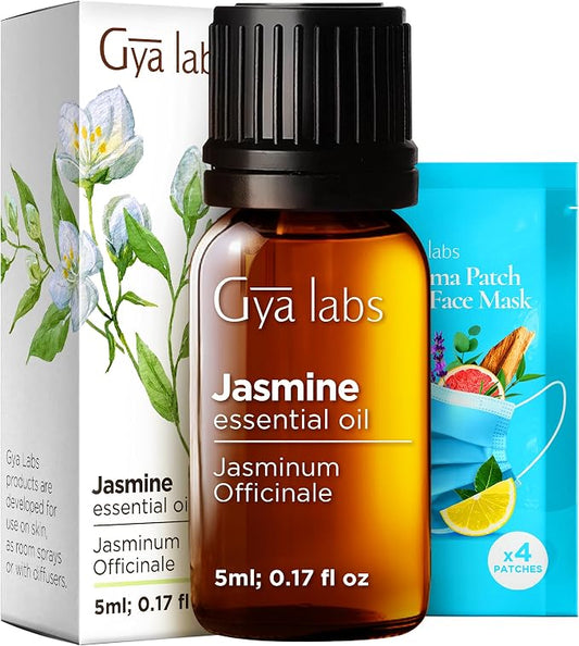 100% Pure Jasmine Essential Oil - 0.17 Fl Oz - Jasmine Oil for Hair, Skin, Diffuser, Aromatherapy & DIY Candle Making Scent