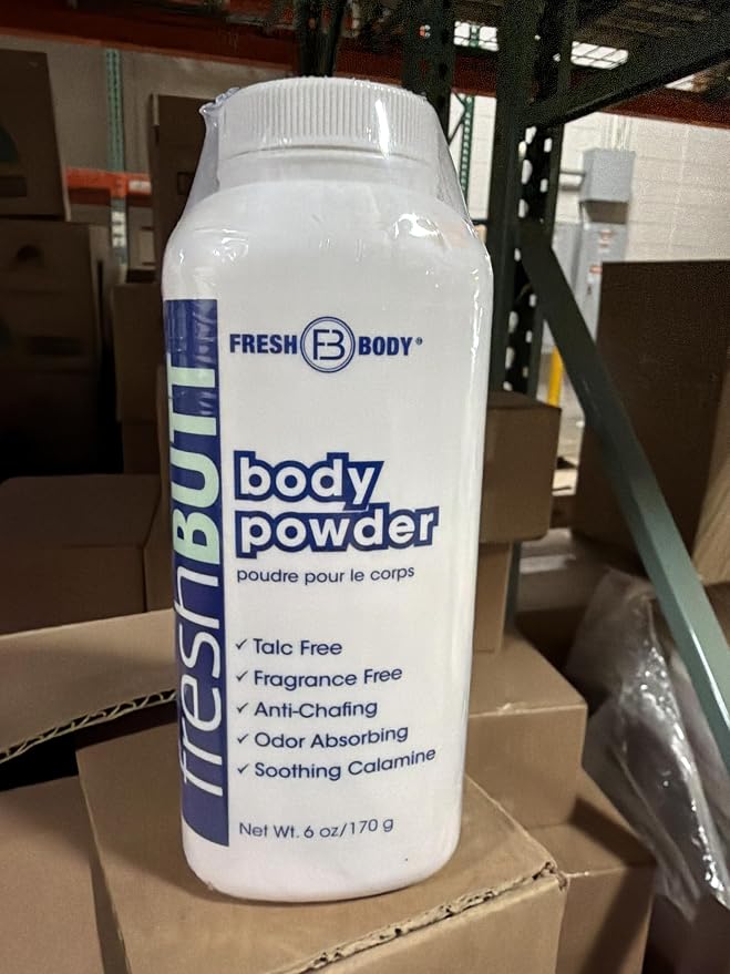 Fresh Butt Body Powder for Men and Women - Unscented Deodorant Powder, Anti-Chafing, Talc-Free, 6oz (Pack of 2)