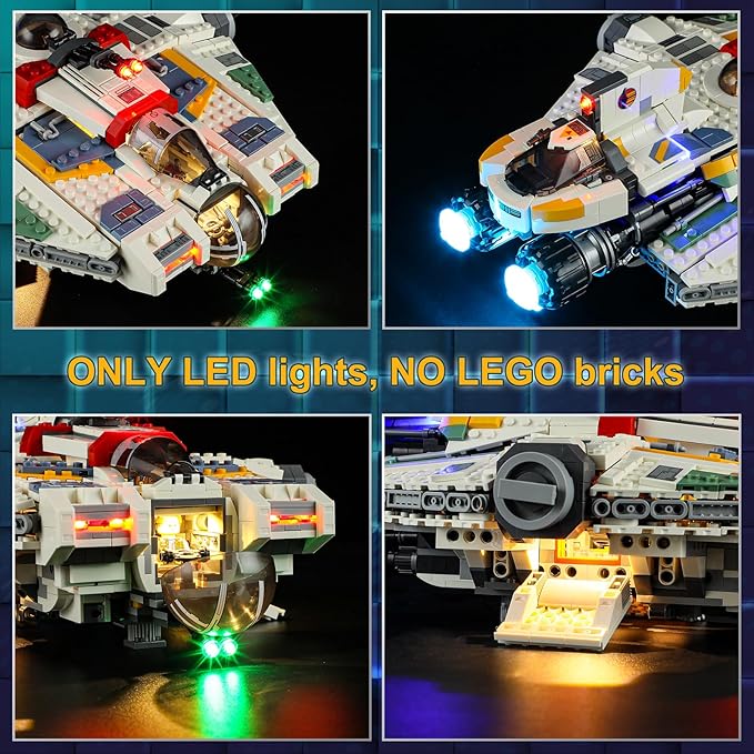 Vaodest LED Light for Lego Star Wars Ghost & Phantom II 75357 Set,Design and Configuration Compatible with Model 75357(LED Light Only, Not Building Block Kit)