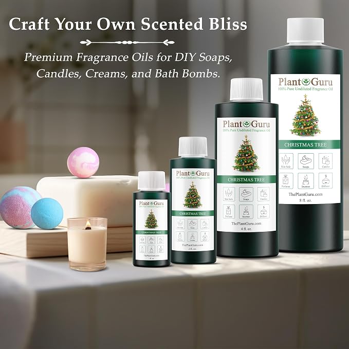 Christmas Tree Fragrance Oil 8 fl. oz. Holiday Scented Oil for DIY Soap Making, Candles, Bath Bombs, Body Butters. Used in Aromatherapy Diffusers, Burners and Warmers. Great for Lotions and Creams.