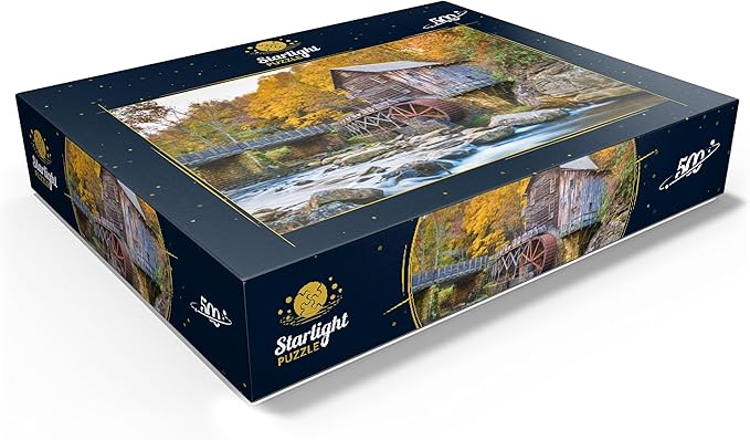 MyPuzzle Babcock State Park, West Virginia, USA at Glade Creek Grist Mill During The Fall Season - Premium 500 Piece Jigsaw Puzzle for Adults