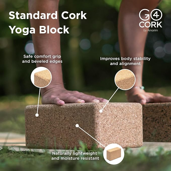 Go4Cork Cork Yoga Block | Non-Toxic, Alternative To Foam Yoga Blocks | Odorless, Soft, Non-Slip, Workout & Exercise | Yogi Gift Accessories | Men & Women | Eco Friendly, Sustainable