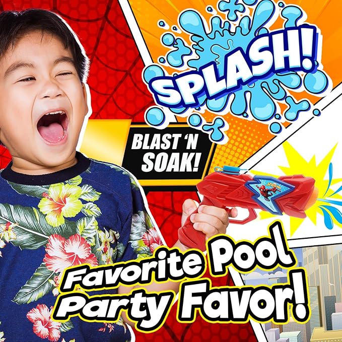 Marvel Spiderman Water Squirt Gun Toys, 24 Packs, Red and Blue, Great for Kids and Adults, Fun Pool Toys