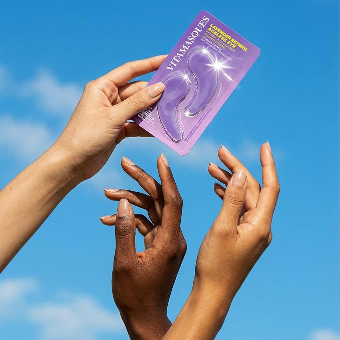 Vitamasques Lavender Retinol Anti Aging Hydrogel Eye Patches for Puffy Eyes and Dark Circles - Under Eye Mask with Collagen Patches for Wrinkles | Korean Skincare Brightening Eye Pads 3 Pack
