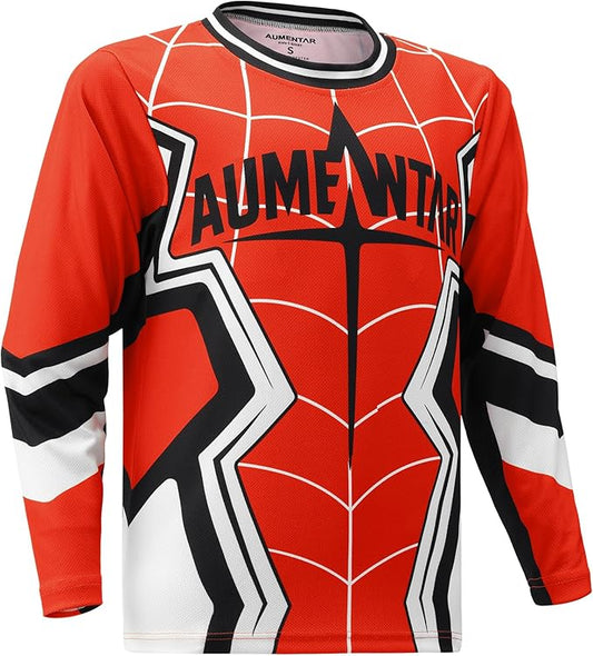 Kids Cycling Jersey Long Sleeve Dirt Bike Motocross Shirt, BMX Off-Road Racing Clothing