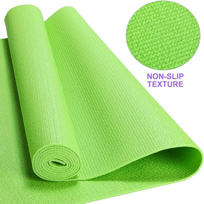 3 mm Thin Yoga Mats Bulk, Lightweight PVC Exercise Mats Non Slip Workout Fitness Pads for Yoga Pilates Stretching Classes Gym Home Studio, Easy to Clean