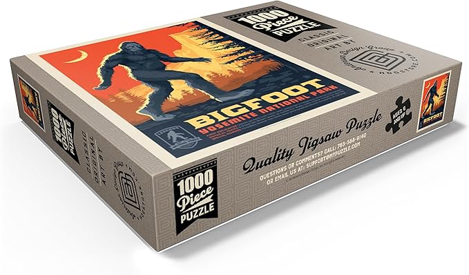 MyPuzzle Legends of The National Parks: Yosemite's Bigfoot, Vintage Poster - Premium 1000 Piece Jigsaw Puzzle for Adults