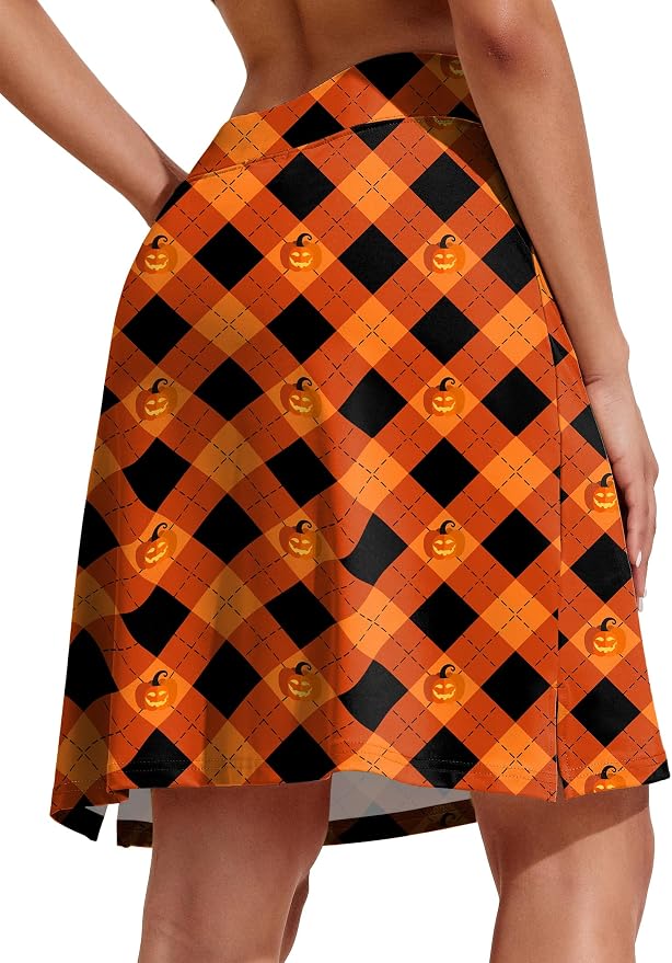 COOrun Women's 20" Knee Length Skirts High Waisted Golf Skorts with Pockets | Soft, Quick Dry, Split Hem, Built-in Shorts, A-line, Modest Skirts, for Golf Athletic Tennis Work Casual