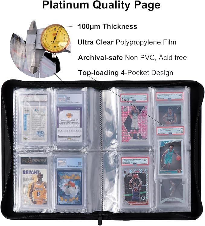 Graded Card Binder - Holds 40 PSA Slabs, 4 Pocket Slab Binder for PSA, CGC, CSG, FCG, FGS Slabs