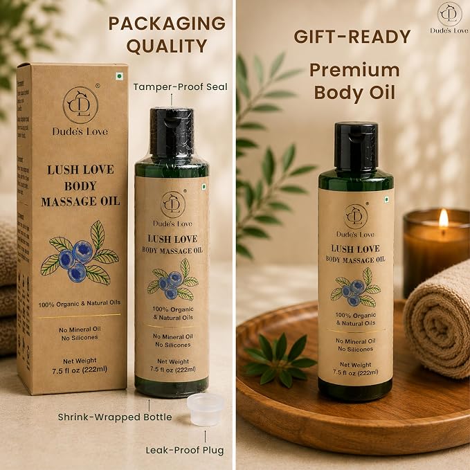 Lush Love Refreshing Citrus Massage Oil – Lime & Juniper Berry Body Massage Oil with Natural & Organic Oils – Smooth Glide, Non-Greasy Feel for Massage, Body Care & Daily Wellness – 7.5 Fl Oz