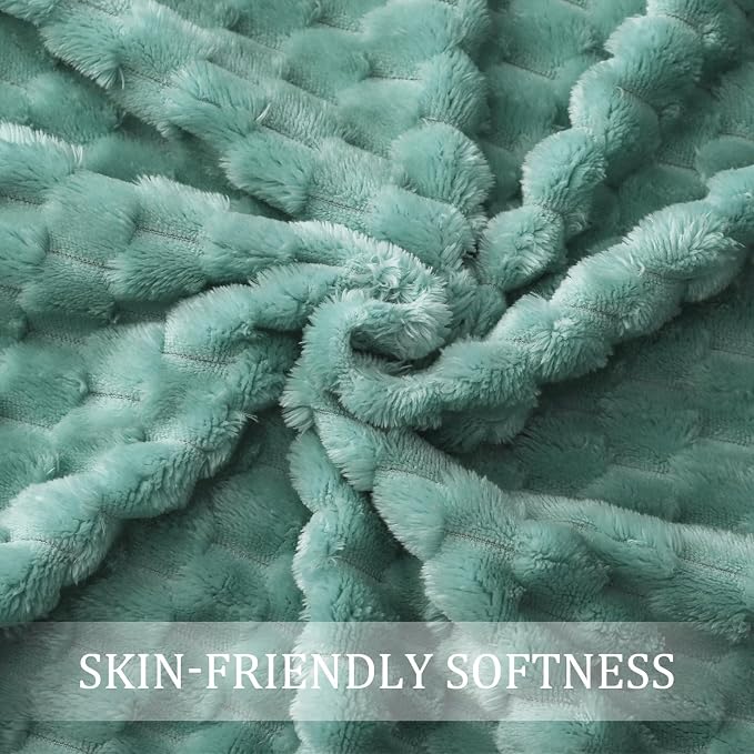 Exclusivo Mezcla 3D Fleece Queen Size Blanket for Bed, Celadon | Extra Soft Fuzzy Plush Lightweight Bed Blankets, Cozy Fluffy Decorative Blankets for All Seasons, 90x90 Inches