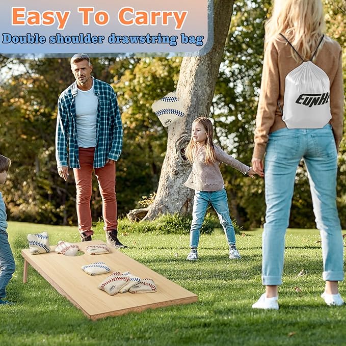 EunHo Regulation Cornhole Bags Set of 8 - Dual Sided Slick and Stick Cornhole Bean Bags for Tossing Game Professional All Weather Pro Corn Hole Bags with Tote Bag
