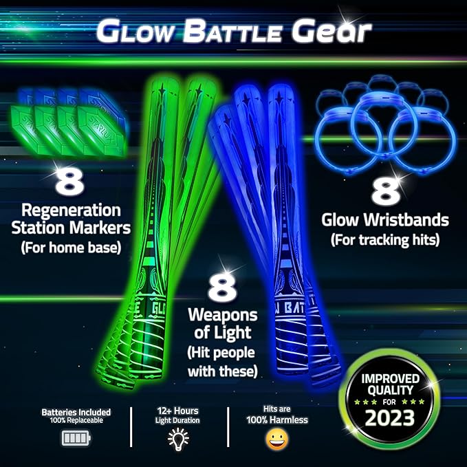 Starlux Games Glow Battle - Family Pack: A Thrilling, Glowing Sword Game | 2-8 Players, Age 8+ | Outdoor Games | Glow Games | Family Games | Outdoor Toys for Kids 8-12 Idea