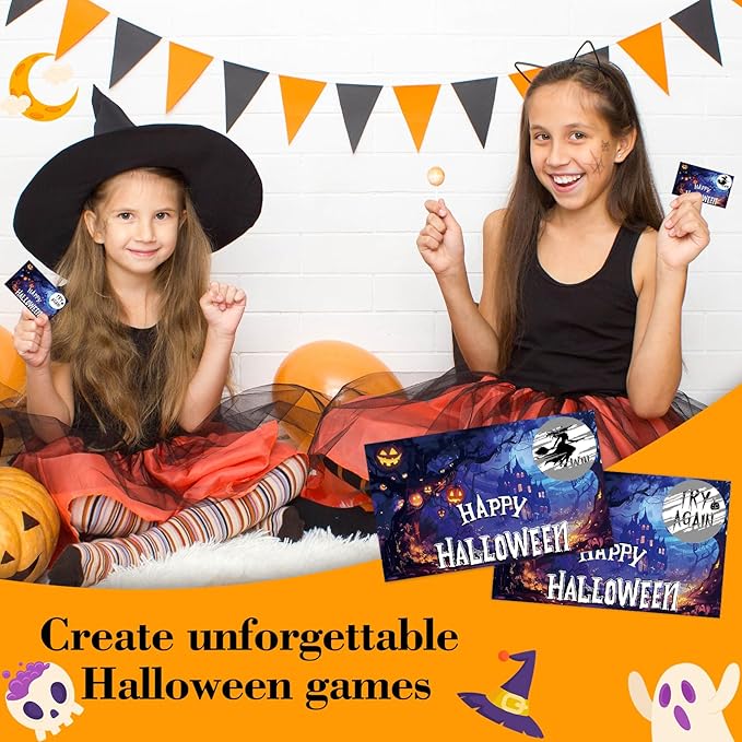 Halloween Scratch Off Cards - 50 Witch Party Scratch Prize Cards - Pumpkin Festive Raffle Tickets for Adults Families Events Business Groups Game Supplies - C07
