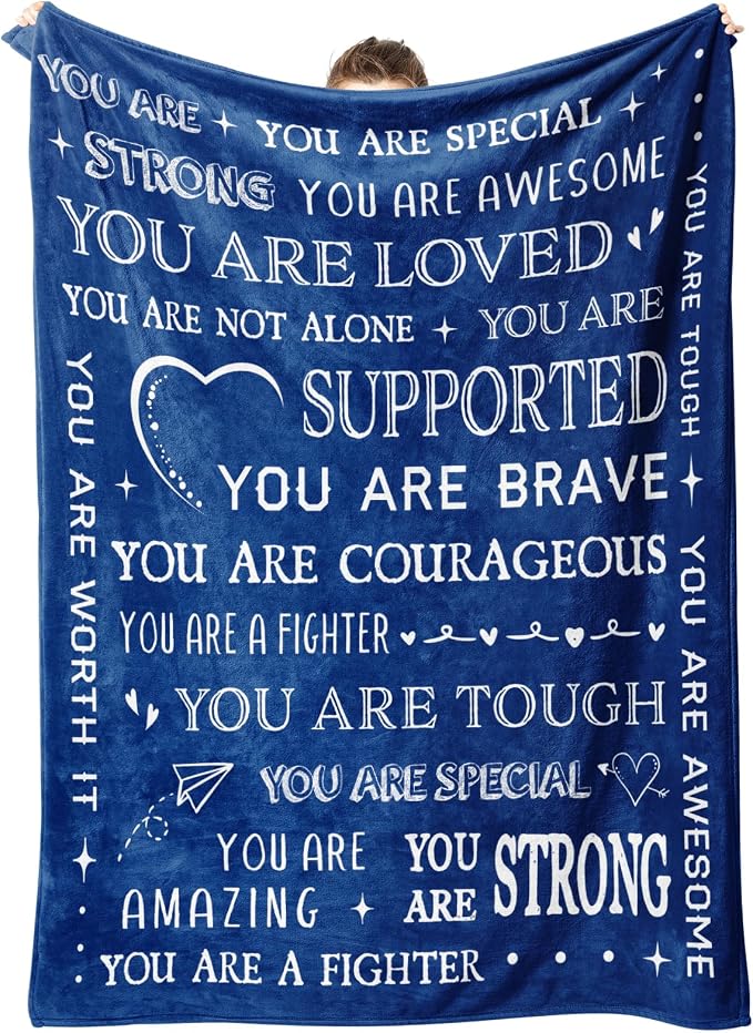 Blanket Gifts for Women or Men - Inspirational Get Well Blanket | Feel Better After Surgery Gifts for Him Her, Thinking of You Gift for Dad Son Friend Brother Coworker, 60'' x 50''