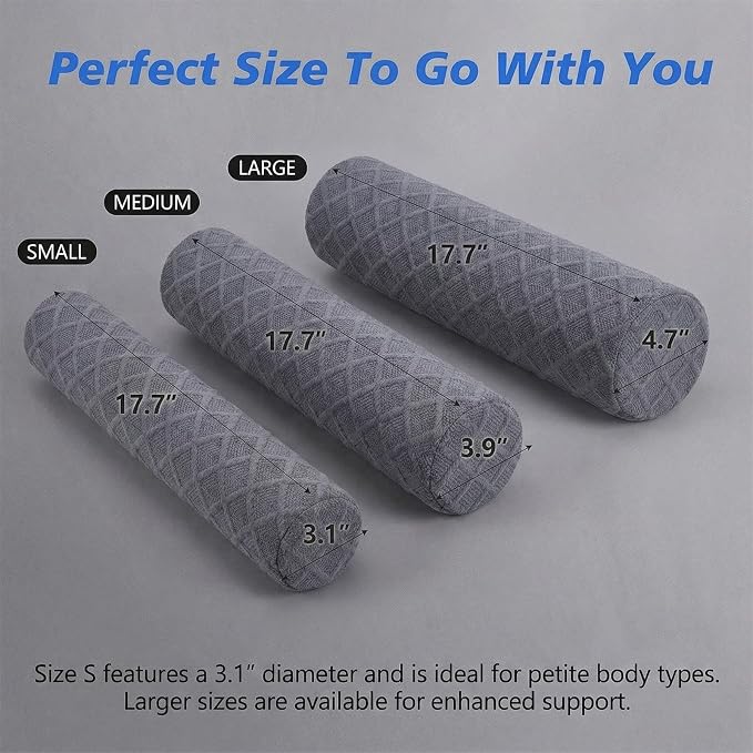Cervical Memory Foam Neck Roll Pillow Comfortable Breathable(3.1) | Neck Support Pillows for Sleeping 3.1in H Small Round Circle Pillow Cylinder Pillows for Back Lumbar Leg Yoga Pain Relief