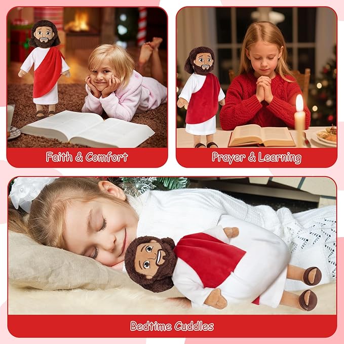 Apragaz 13" Jesus Plush Doll, Jesus Plushies for Kids, Soft & Comfort Christian Toy, Christian Faith Plushie Faith-Based Gift for Boys Girls, Sunday School, Bible Learning, Easter & Christmas(Red)