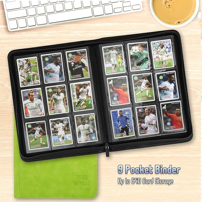 Trading Card Binder, Premium 9 Pocket Double Sided 540 Pocket PU Card Collection Binder, Collectible Trading Card Albums for MTG, TCG, Sport Card, Game Cards (Grass)