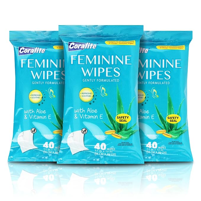 Feminine Wipes to Go Gently Formulated with Aloe & Vitamin E 5 pack of 40 at 200 total