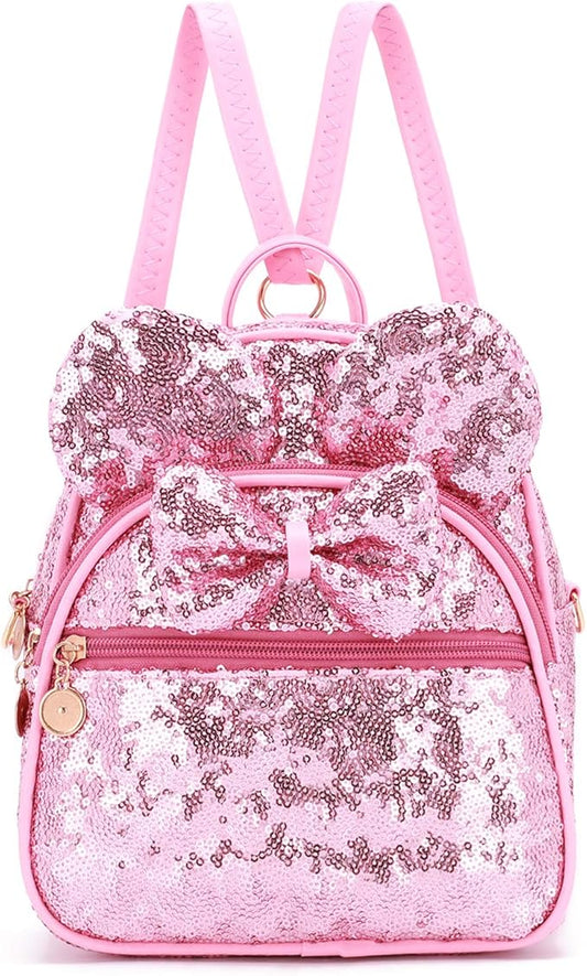 KL928 Girls Mini Backpack Bowknot Polka Dot Cute Small Daypacks Convertible Shoulder Bag Purse for Women