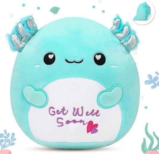 Easfan Get Well Soon Axolotl Plush Pillow Soft Cute Salamander Plush EEL Better for Women Men Get Well Soon Gifts for Kids Patient