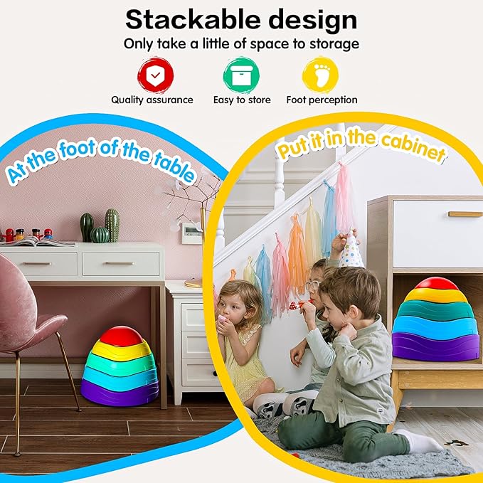 Stepping Stones for Kids,5Pcs Non-Slip Plastic Balance,Stepping Stones for Toddlers Ages 3 4 5 6 7 8 Years,Children's Coordination Skills Obstacle Courses Sensory Toys for Toddlers