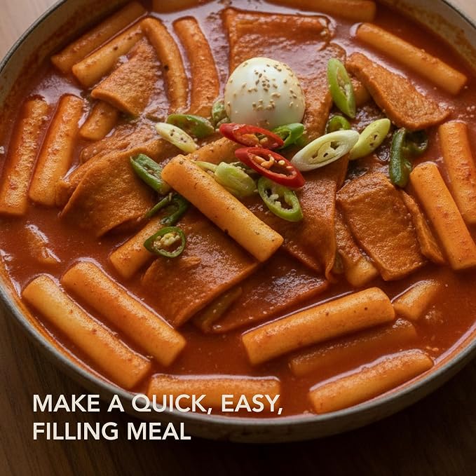 Gung Jeon Bang Korean Tteokbokki Rice Cake | Chewy Rice Cake for Tteokbokki | Vegan, Gluten-Free, Non-GMO | 21.16oz (3 x 7.05oz Bags) (Pack of 3)