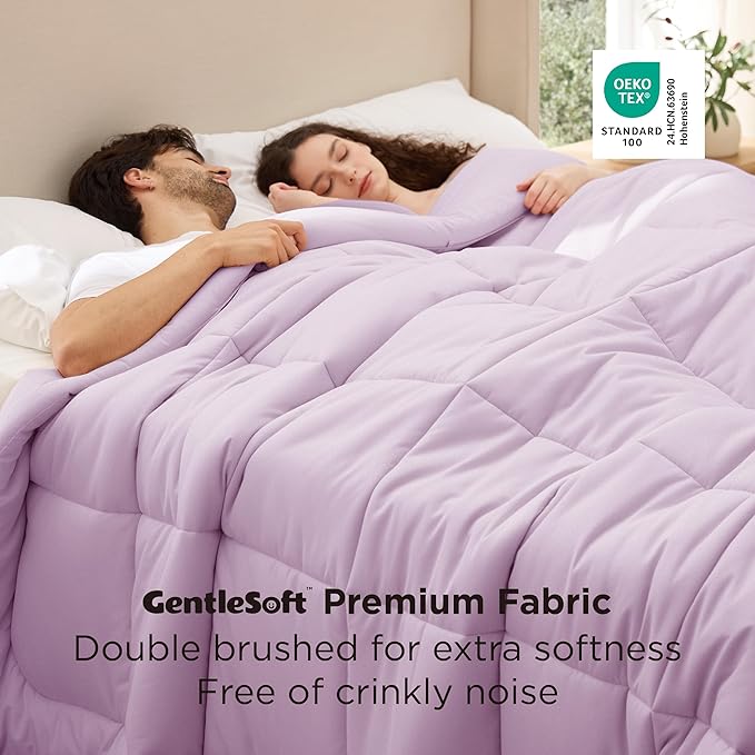 Bedsure Comforter Duvet Insert - Quilted Comforters Oversized King Size, All Season Duvet, GentleSoft Down Alternative Bedding, with 8 Tabs, Gifts for Women, Light Purple, Oversized King 116x98 Inche