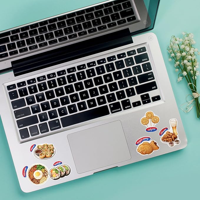 Navy Peony Authentic Korean Food Stickers (28 pcs) - Hand-Illustrated, Seoul, Culinary Stickers for Scrapbooking, Cookbooks, Journals and Laptops