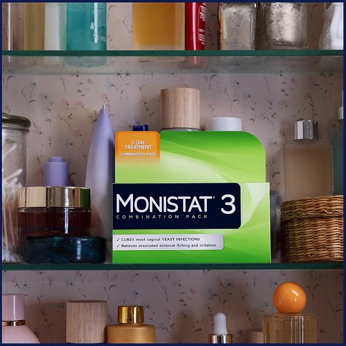 Monistat 3-Day Yeast Infection Treatment for Women, 3 Pre-Filled Miconazole Cream Applicators (Pack of 2), Regular Strength Fast Acting Relief for Vaginal Itching and Irritation