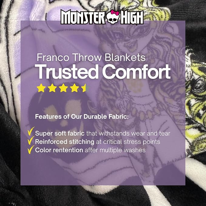 Monster High Halloween Throw, Super Soft Cozy Plush Blanket, 50" x 70", (Officially Licensed Product) by Franco
