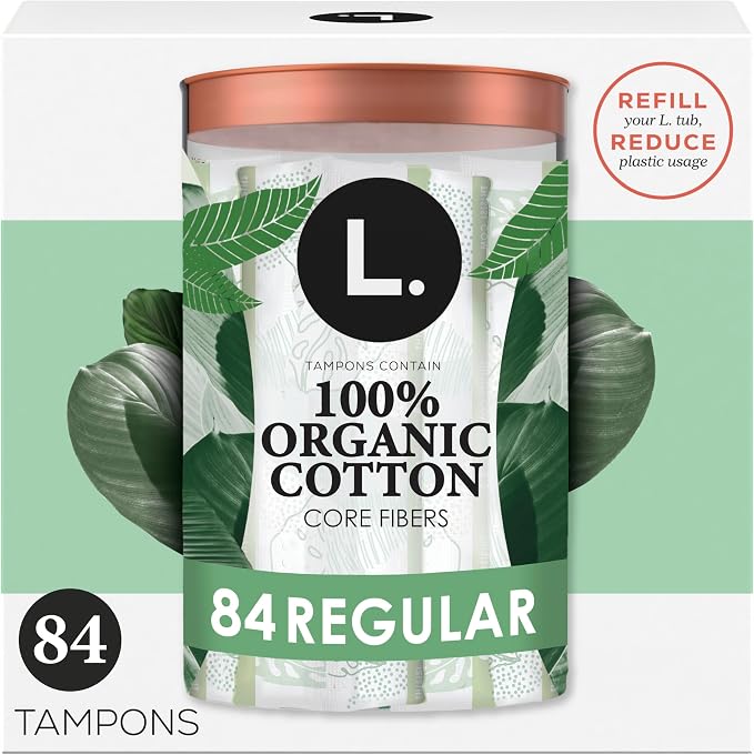 L. Cotton Tampons Regular Absorbency, Contains an Organic Cotton Core, Made Without Synthetic Pesticides, or Fragrances, 84 Count