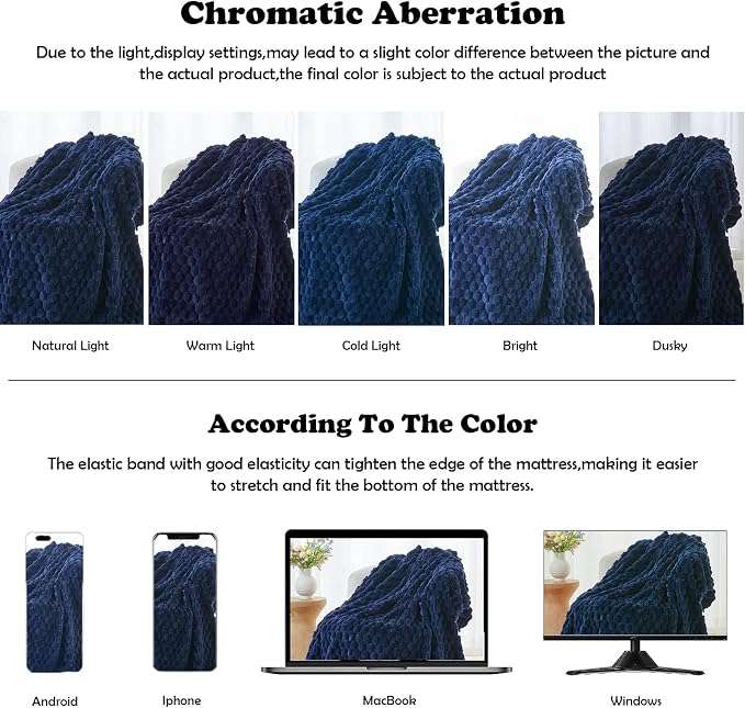 NEWCOSPLAY Fleece Clouds Cozy Twin Blanket for Couch, Dark Navy, 60"x80" | Premium Silky Flannel Blanket, Soft Lightweight Fluffy Throw Blanket for Bed Sofa Decor, Gift for All Season Use